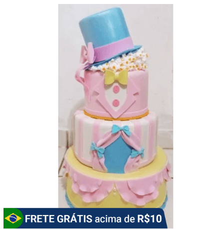 bolo circo rosa fake