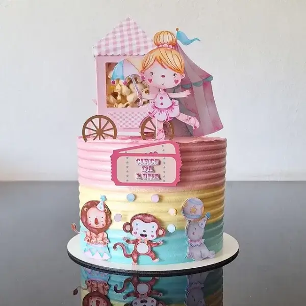 bolo circo rosa festa infantil