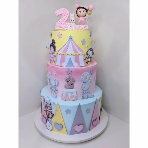 ideia para bolo festa circo rosa
