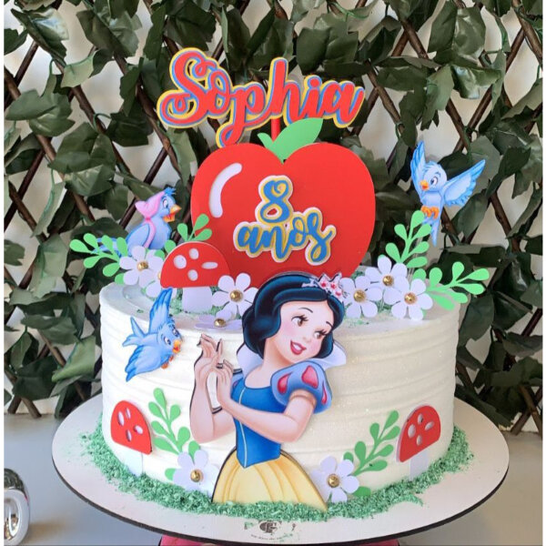 bolo tema branca de neve