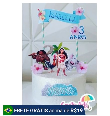 topper bolo da moana