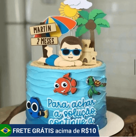 topo de bolo pool party menino