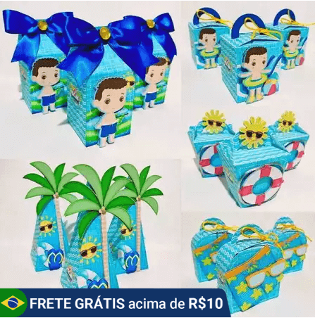 caixa lembrancinha pool party menino