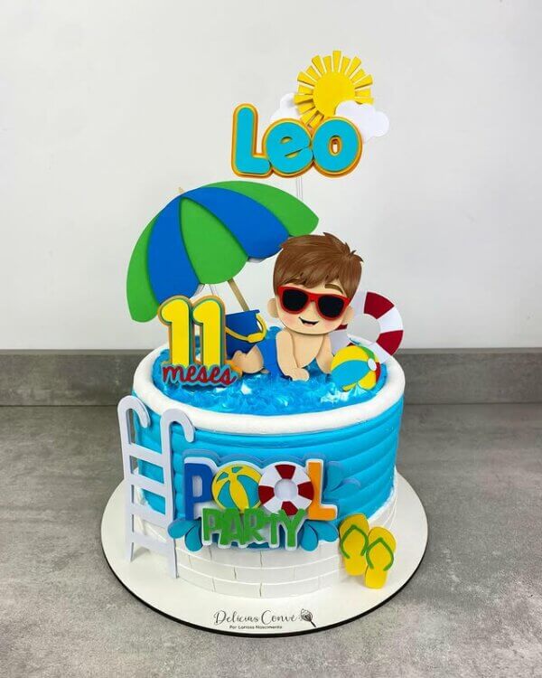 bolo pool party festa infantil