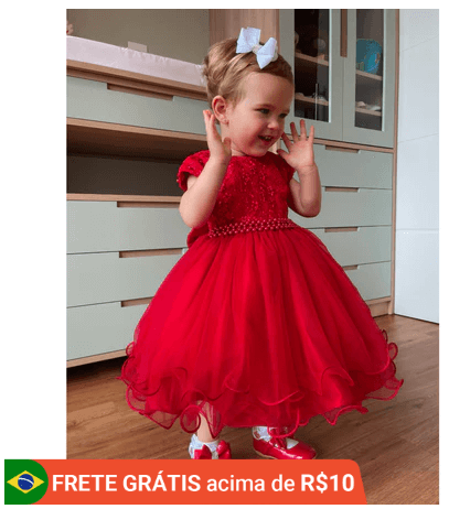 vestido de festa infantil vermelho menina