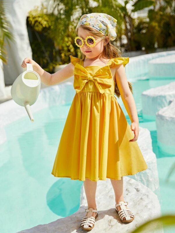 ideia de vestido de festa infantil amarelo