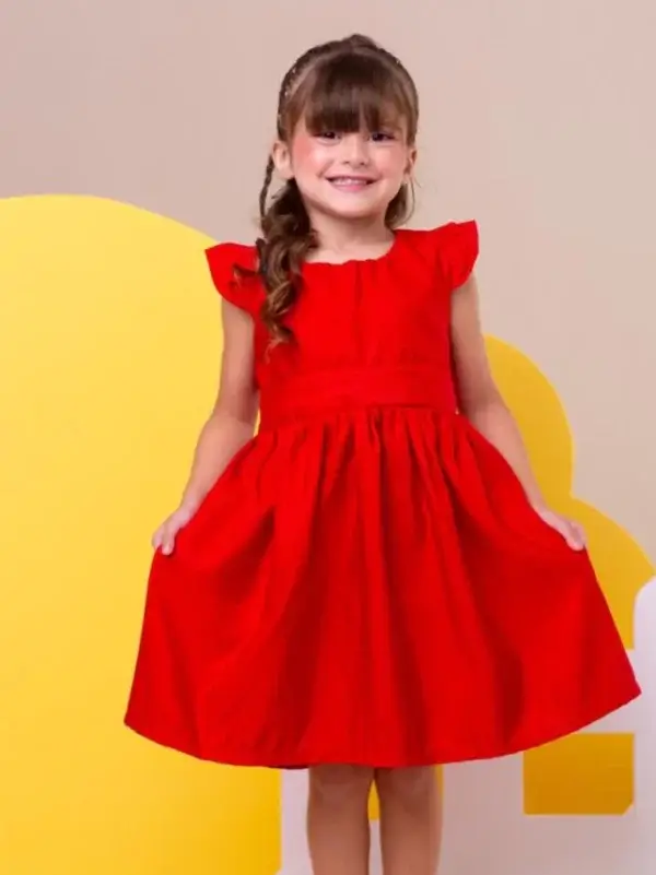 vestido de festa infantil vermelho