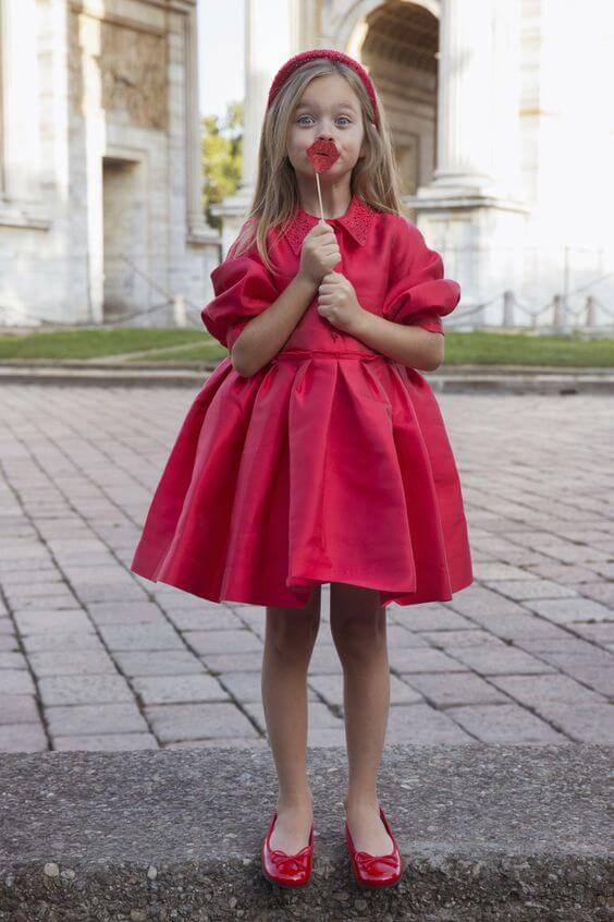 vestido de festa infantil vermelho