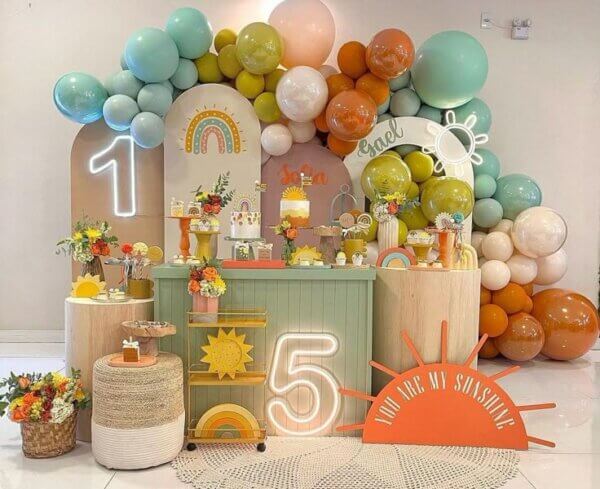 aniversário de irmãos boho