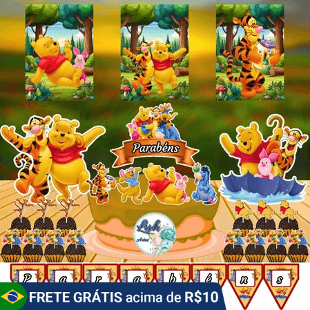 bolo ursinho pooh kit