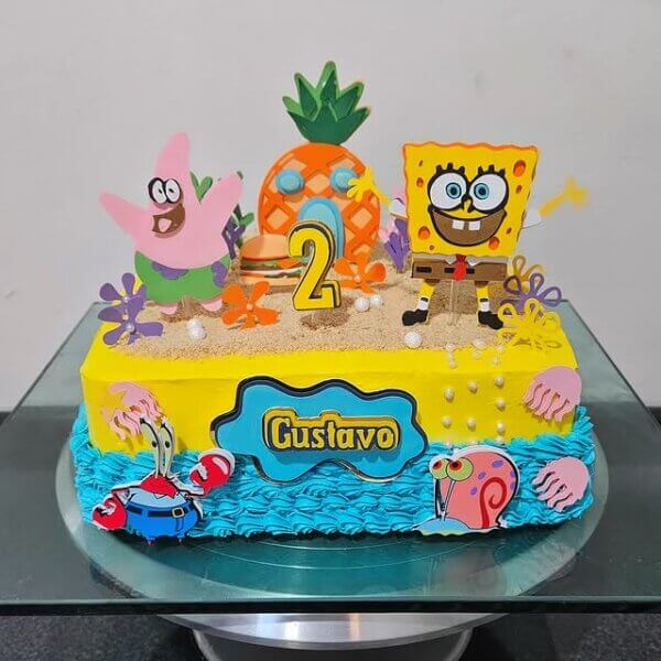 ideia para bolo bob esponja quadrado