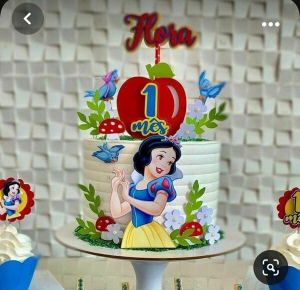ideia de bolo mesversário branca de neve