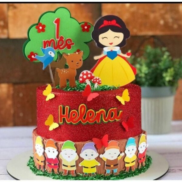 ideia de bolo mesversário branca de neve