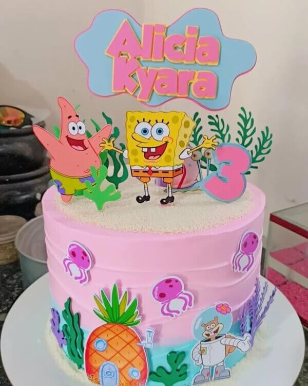 bolo rosa bob esponja