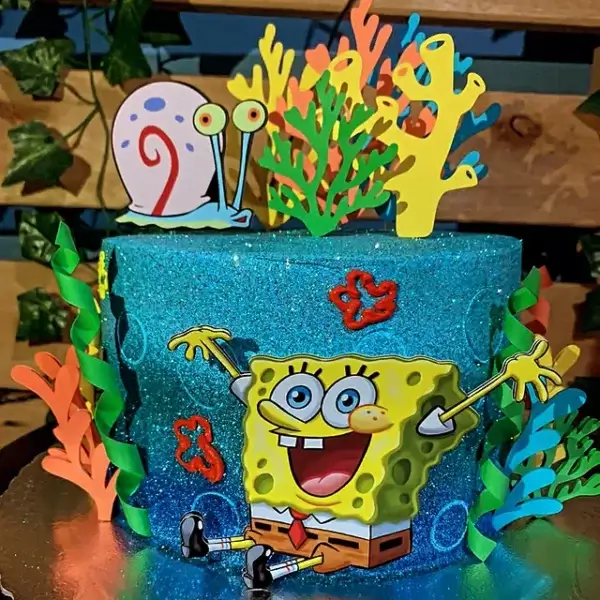 bolo bob esponja glitter