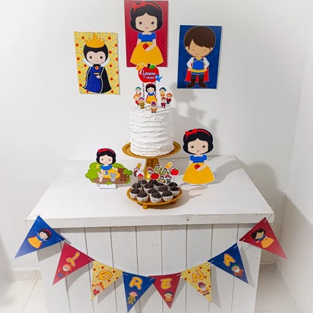 kit decoração mesversário branca de neve