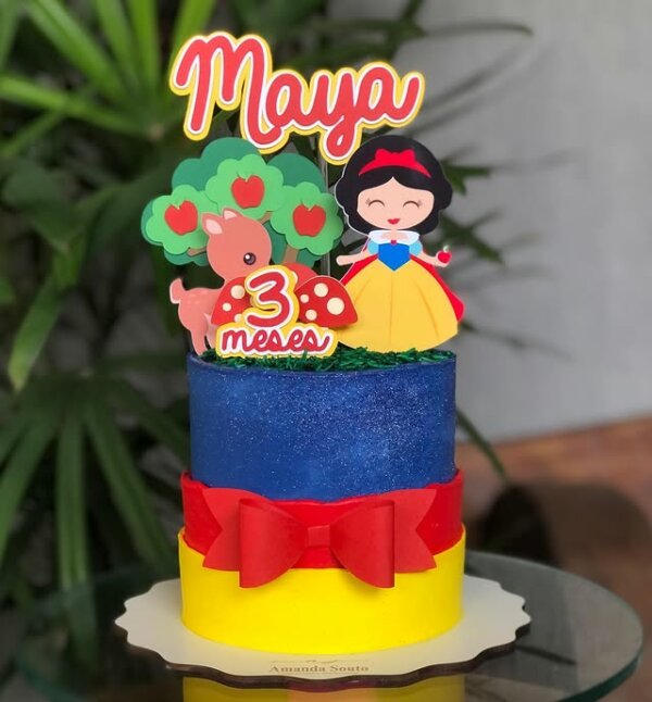 ideia de bolo mesversário branca de neve