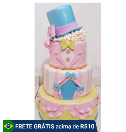 bolo fake circo rosa