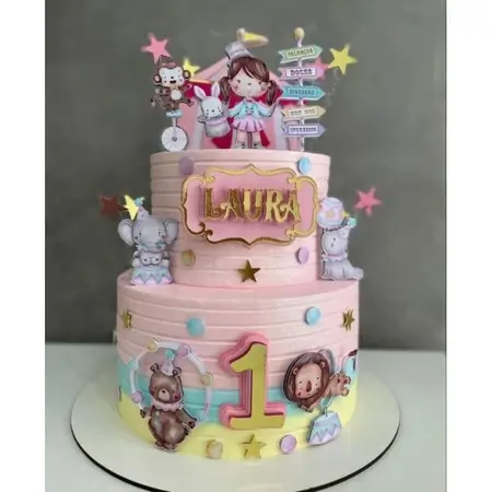 topper para bolo circo rosa
