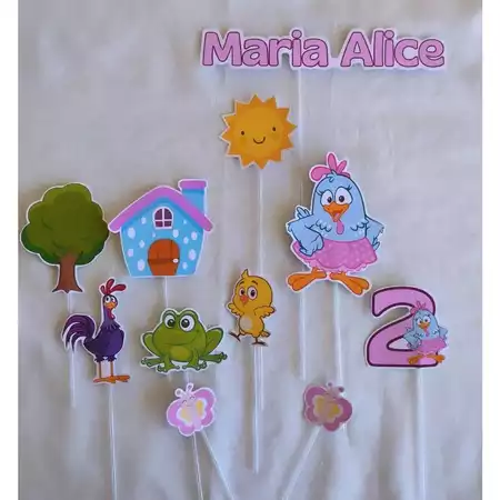 topper bolo galinha pintadinha rosa