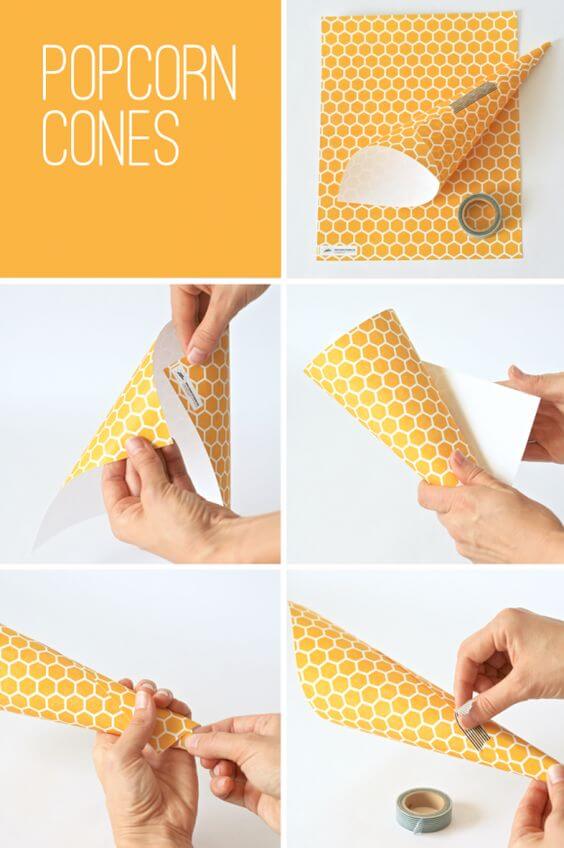 Cone de Papel DIY para Festa Infantil Simples