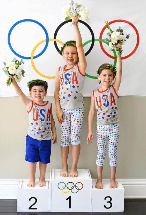 Podio para festa infantil com tema das olimpíadas