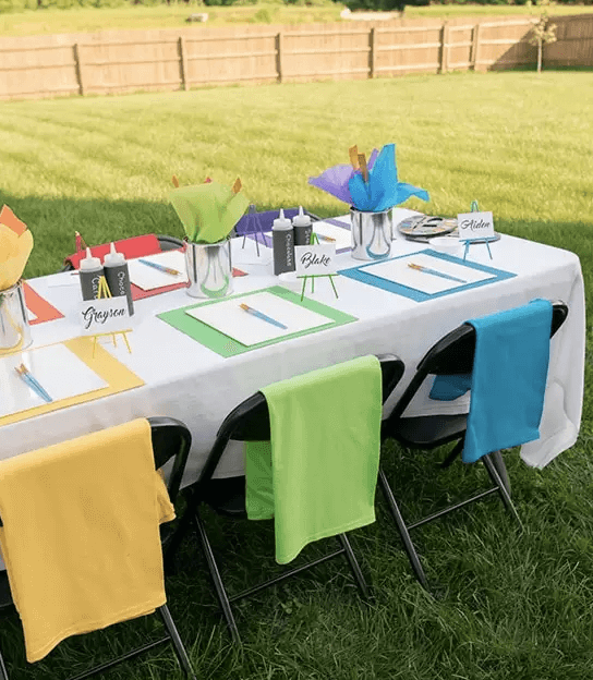 mesa colorir festa jardim