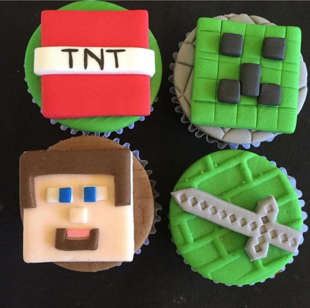 cupcake minecraft espada e tnt patriciavasconcelosdoces