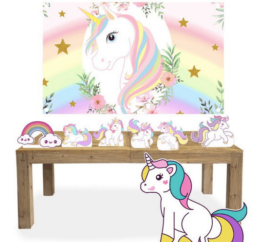 kit mural e display festa unicornio