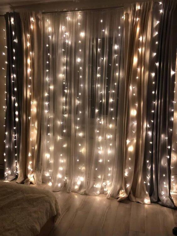 cortina de luzes decoração halloween