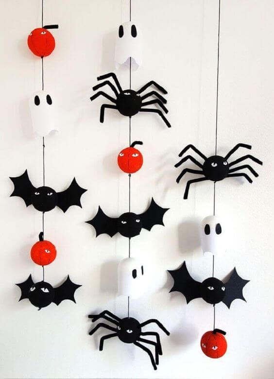 morcegos pendentes decoração halloween