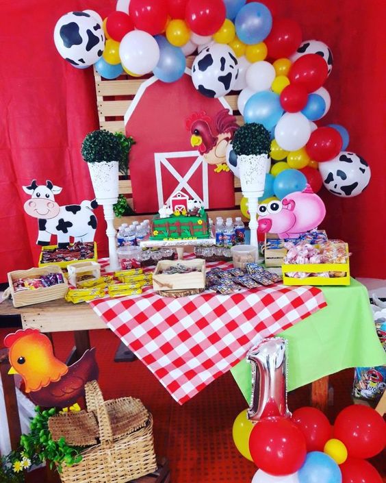 mesa de doces decoração festa fazendinha