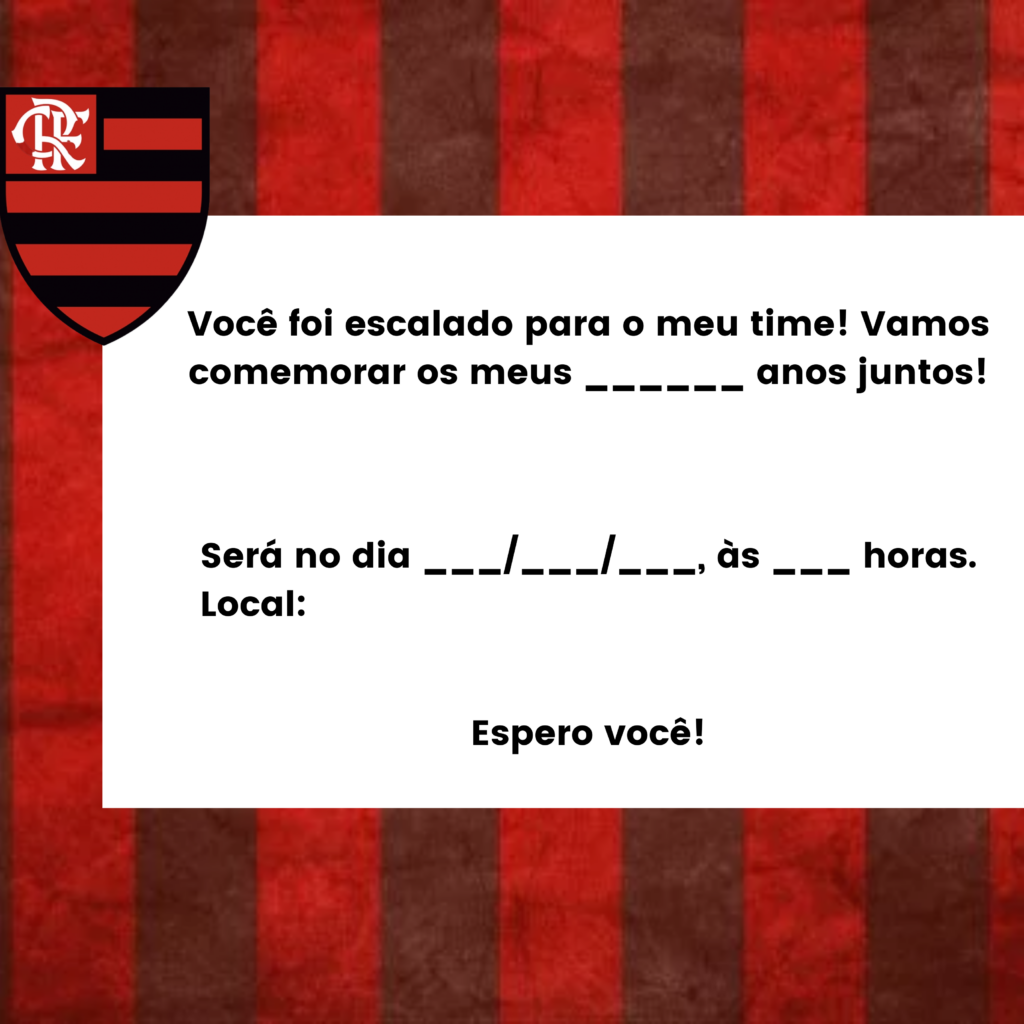 Grátis - Fazer convite online convite digital Aniversario Flamengo