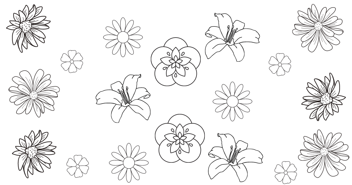 23 desenhos de flores para imprimir e colorir com crianças