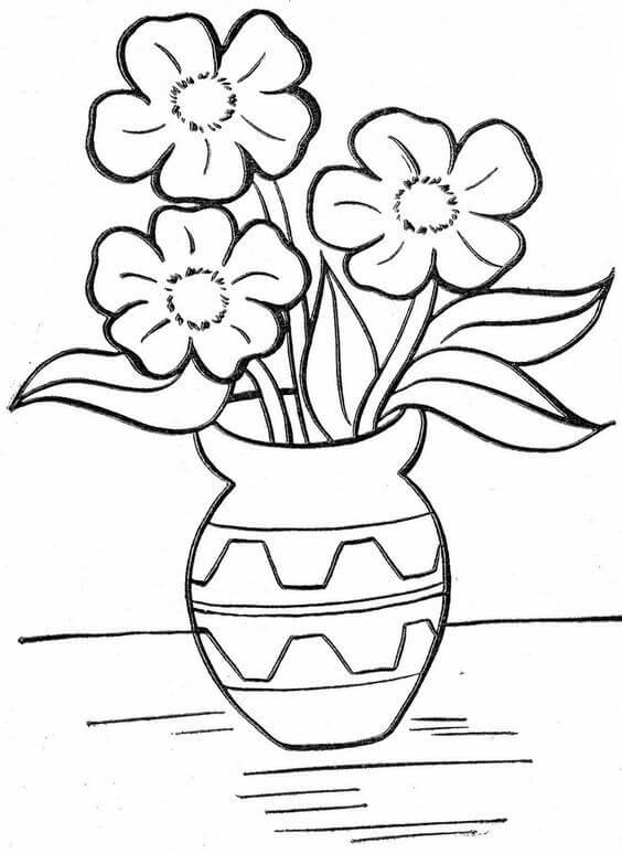 Vaso de Flor Para Colorir - Muitas Flores em Vasos Para Pintar