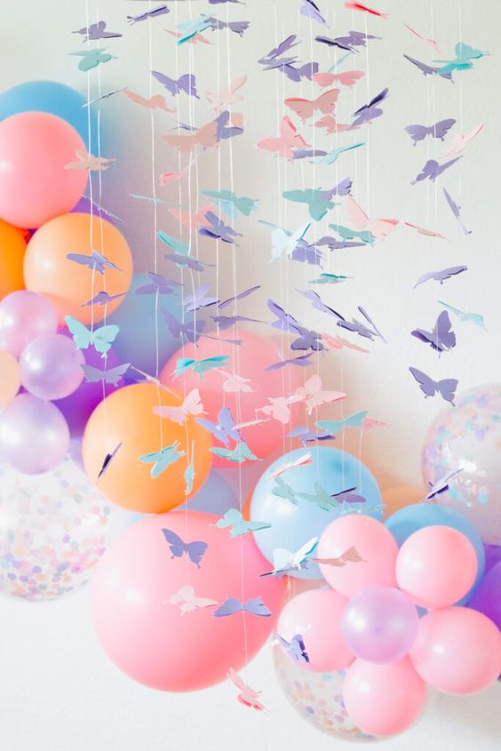 festa tema borboleta detalhes nos balões