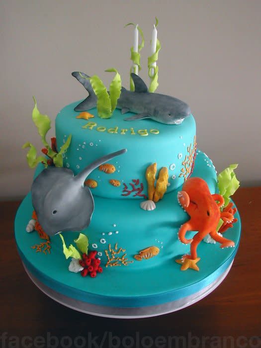bolo para festa fundo do mar