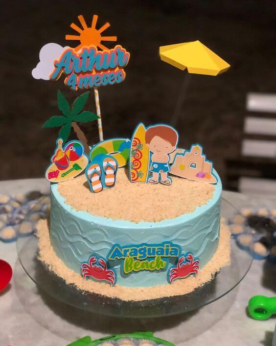 bolo para mesversário tema praia