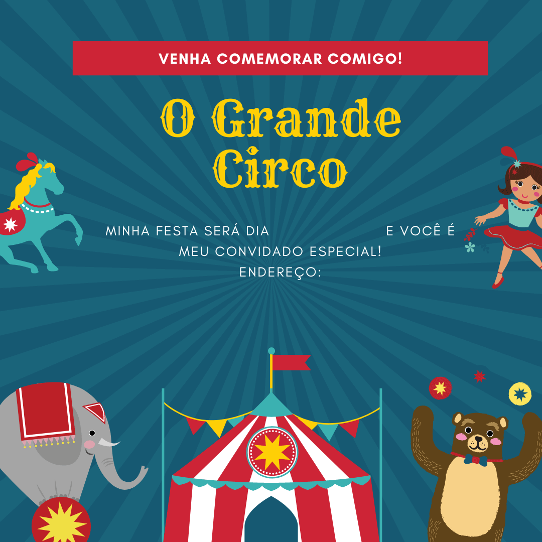 convite para festa circo