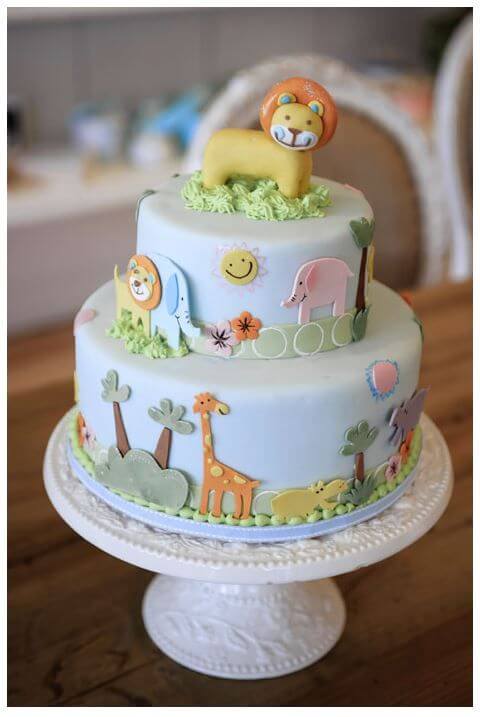 bolo decoração safari baby