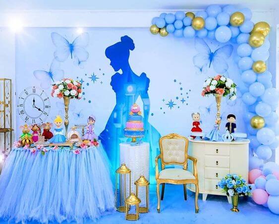 decoração cinderela azul