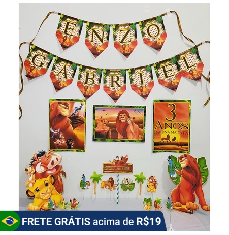 festa rei leão em casa kit completo