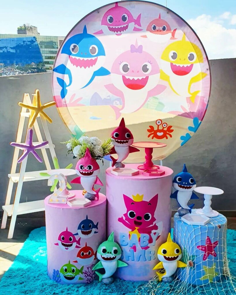 Festa Baby Shark Rosa: as 25 ideias mais encantadoras - Bolo Guaraná