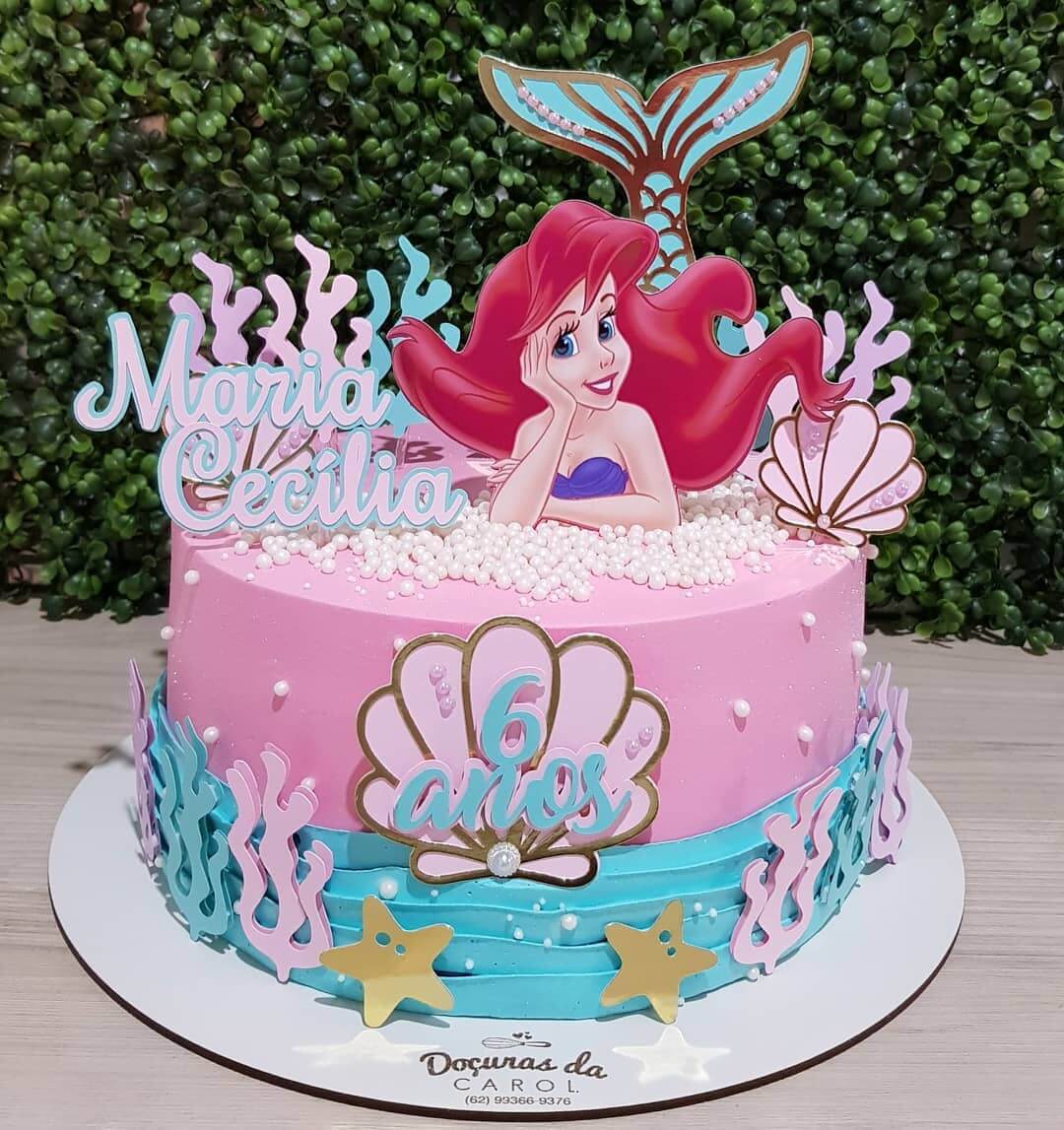 Bolo Ariel: 100 inspirações delicadas e cheias de cor  Festa de  aniversário ariel, Bolos de aniversário da sereia, Bolos ariel