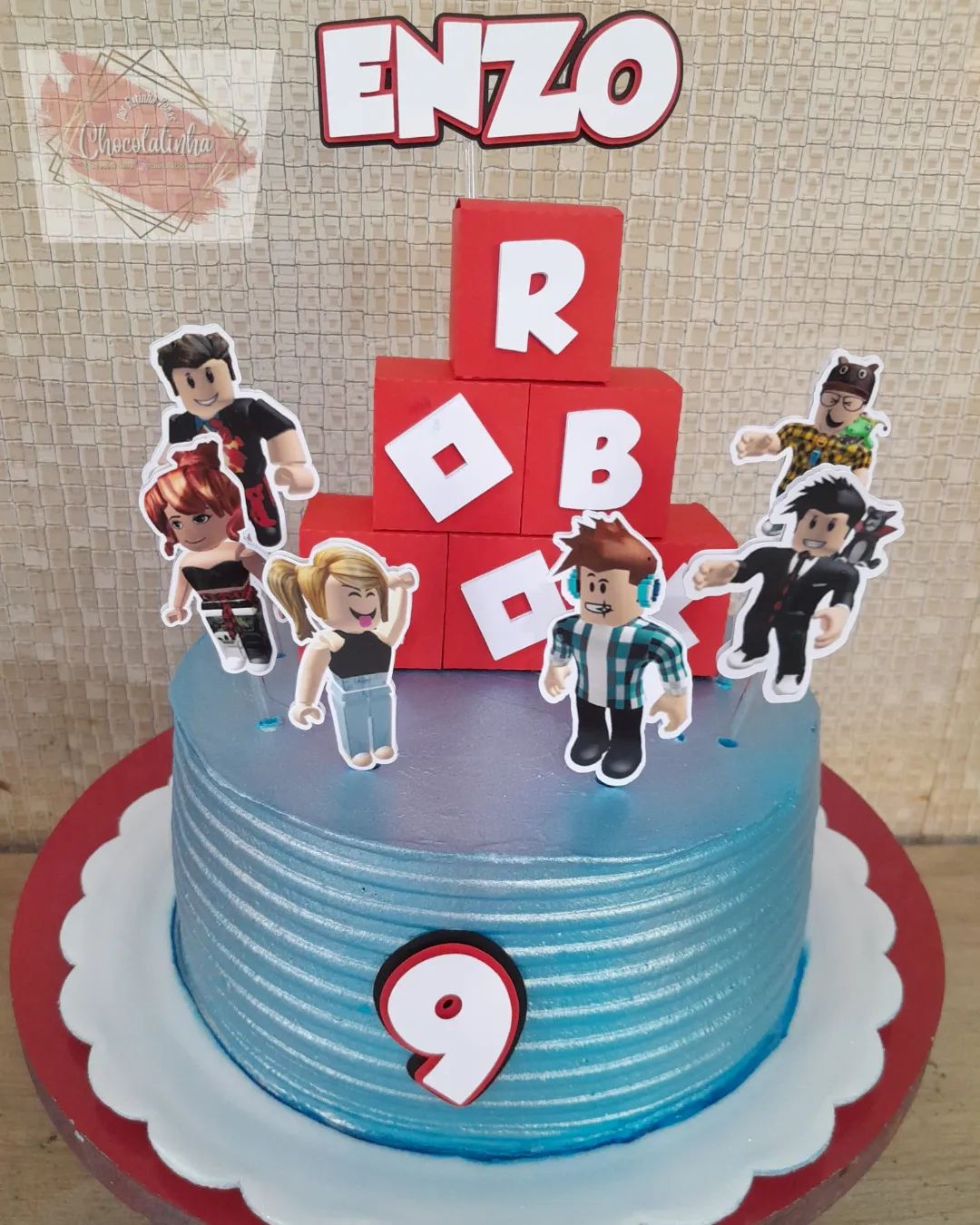 Gael e seus Roblox na sua festa de 9 - Universo dos Bolos