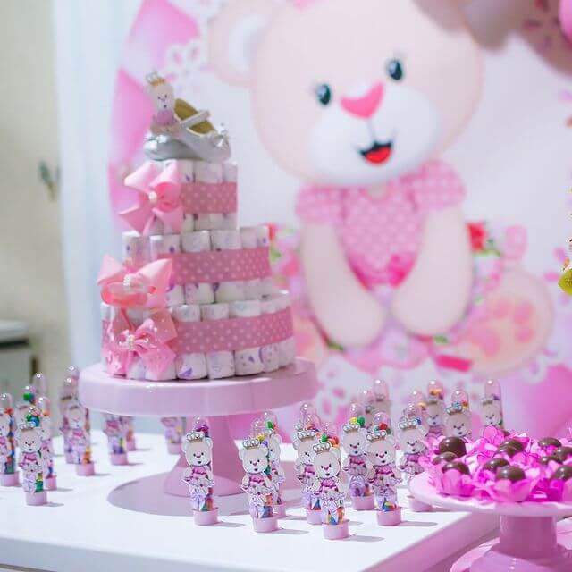 Chá De Bebê Ursinha 35 Ideias Encantadoras Bolo Guaraná