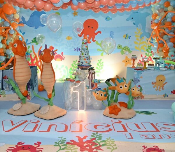 decoração festa infantil fundo do mar