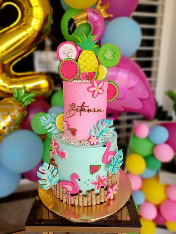 bolo decoração tropical