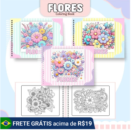 livros desenho de flores para colorir