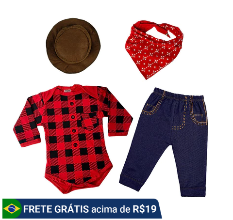 roupa mesversário festa junina bebê